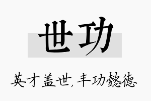 世功名字的寓意及含义