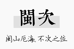 闽次名字的寓意及含义