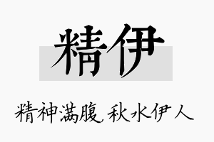 精伊名字的寓意及含义