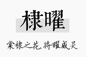 棣曜名字的寓意及含义