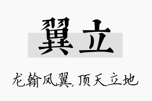 翼立名字的寓意及含义