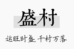 盛村名字的寓意及含义