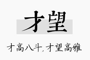 才望名字的寓意及含义