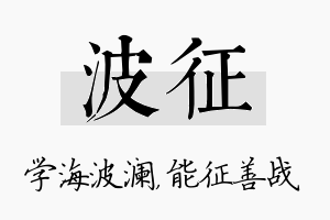 波征名字的寓意及含义