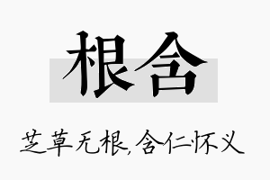 根含名字的寓意及含义