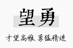 望勇名字的寓意及含义