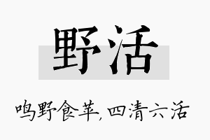 野活名字的寓意及含义