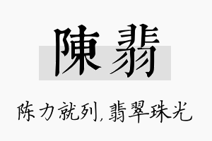 陈翡名字的寓意及含义