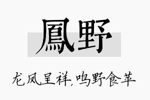 凤野名字的寓意及含义