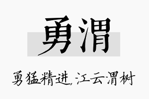 勇渭名字的寓意及含义