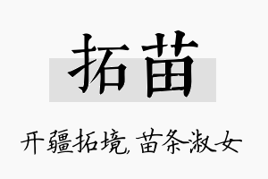 拓苗名字的寓意及含义