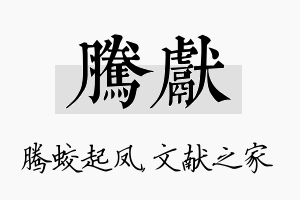 腾献名字的寓意及含义