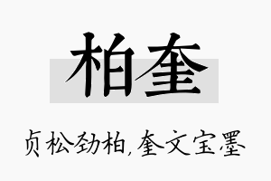 柏奎名字的寓意及含义