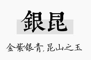 银昆名字的寓意及含义