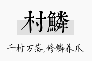 村鳞名字的寓意及含义