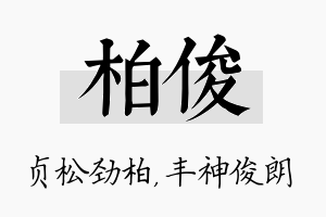 柏俊名字的寓意及含义