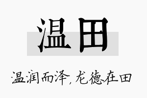 温田名字的寓意及含义