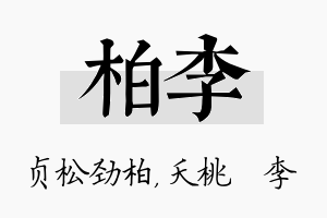 柏李名字的寓意及含义