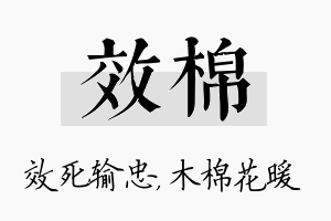 效棉名字的寓意及含义