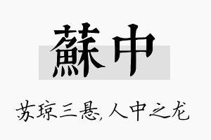 苏中名字的寓意及含义