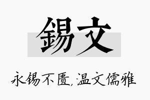 锡文名字的寓意及含义