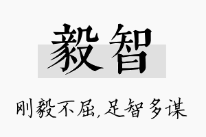 毅智名字的寓意及含义