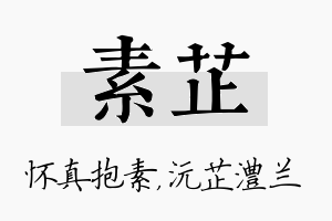 素芷名字的寓意及含义