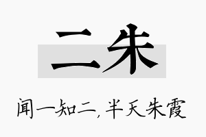 二朱名字的寓意及含义