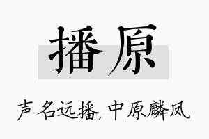 播原名字的寓意及含义