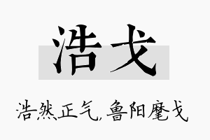 浩戈名字的寓意及含义