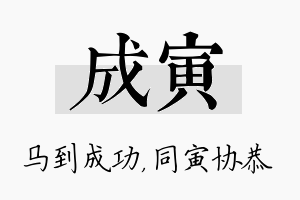 成寅名字的寓意及含义