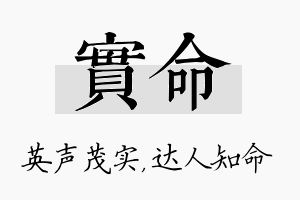 实命名字的寓意及含义