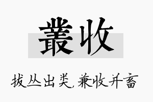 丛收名字的寓意及含义