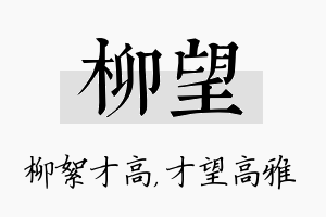 柳望名字的寓意及含义