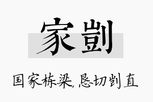 家剀名字的寓意及含义