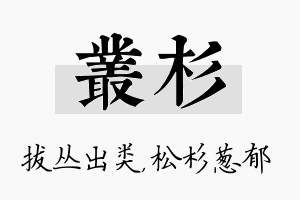 丛杉名字的寓意及含义