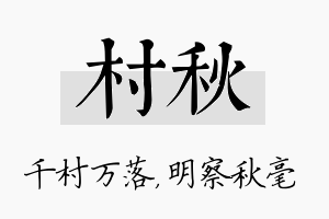 村秋名字的寓意及含义