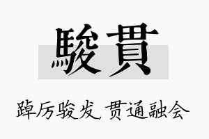 骏贯名字的寓意及含义