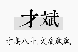 才斌名字的寓意及含义