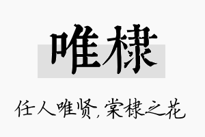 唯棣名字的寓意及含义