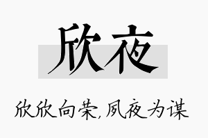 欣夜名字的寓意及含义