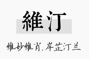 维汀名字的寓意及含义