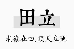 田立名字的寓意及含义