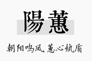 阳蕙名字的寓意及含义