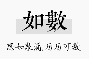 如数名字的寓意及含义