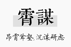 霄谋名字的寓意及含义