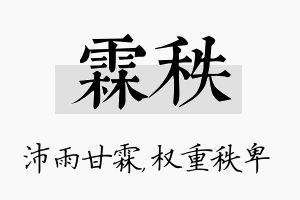 霖秩名字的寓意及含义