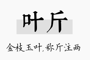 叶斤名字的寓意及含义