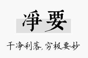 净要名字的寓意及含义