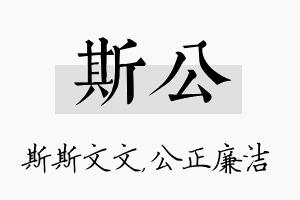 斯公名字的寓意及含义